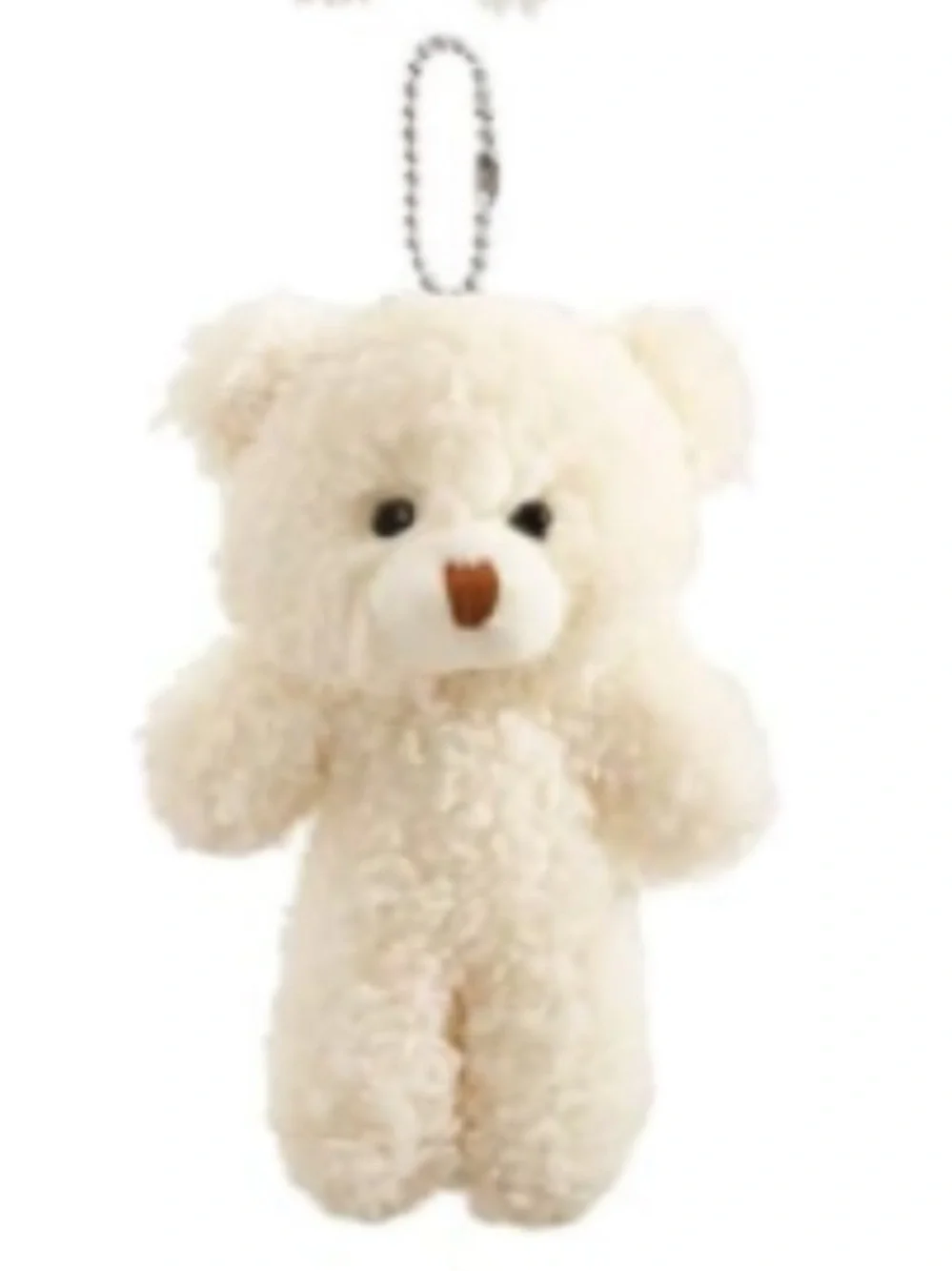 NEW Teddy Bear Bag Charm Plush Off White Cream Y2K Cute Kawaii - Picture 1 of 3